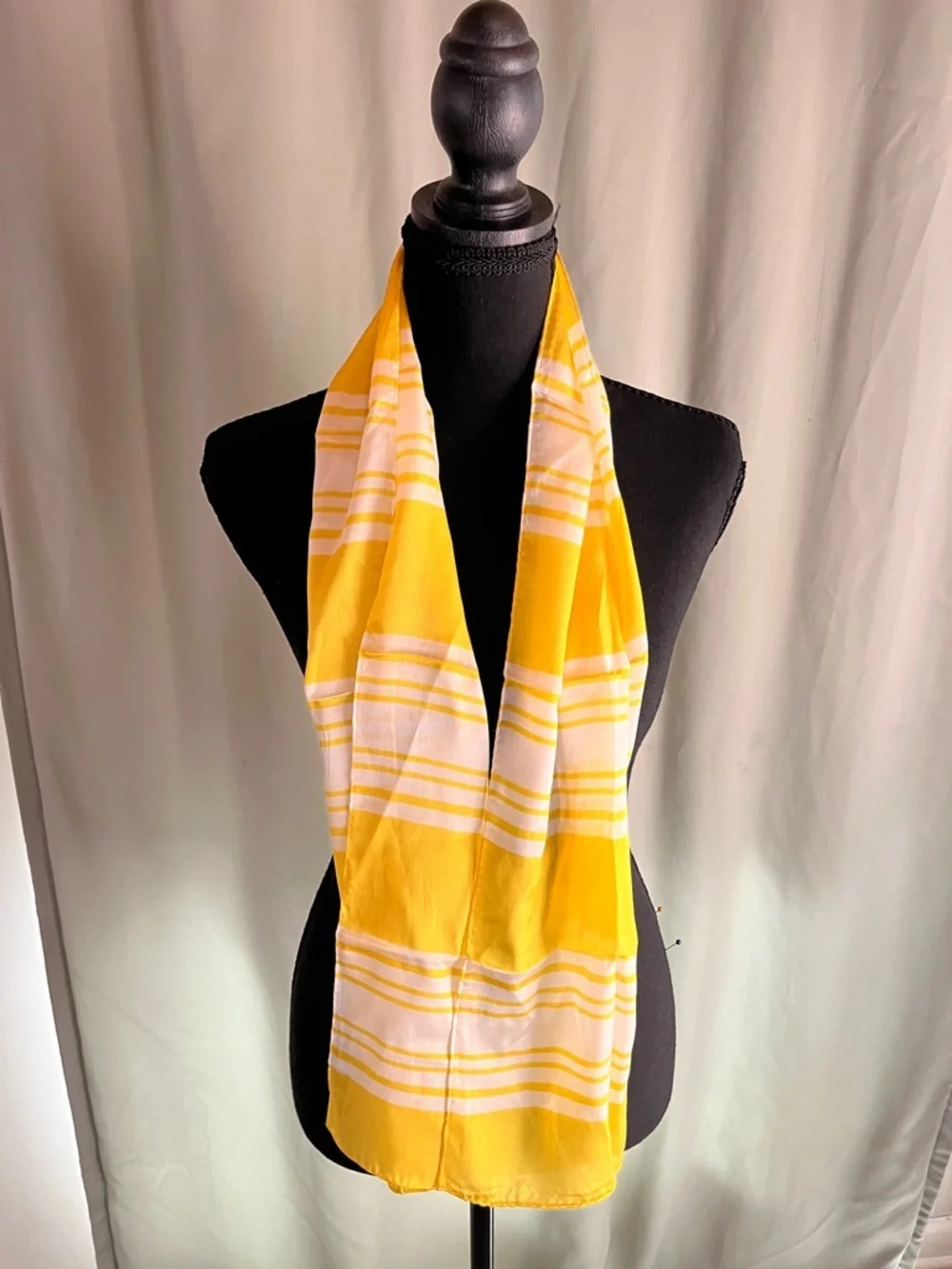 Yellow Striped Lightweight Silky Scarf - Women's Accessory